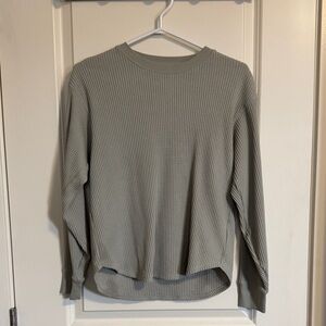 Uniqlo Waffle-Knit Long Sleeve Top in Sage